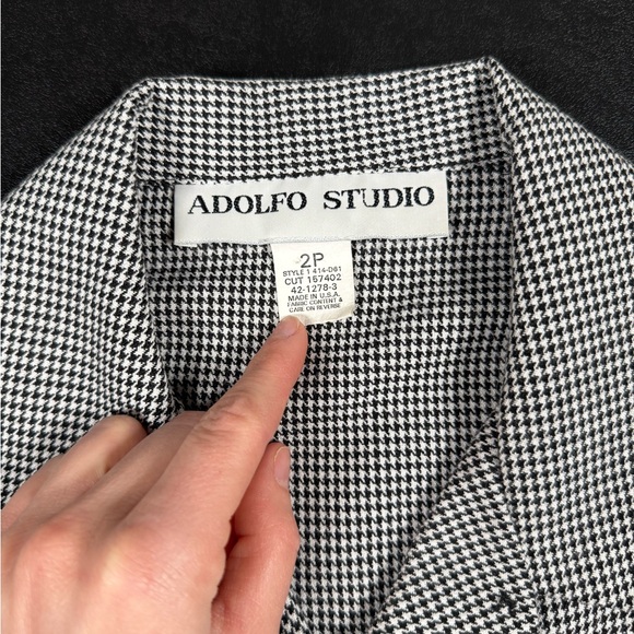 Adolfo Studio 90s Vintage Houndstooth Blazer Jacket Crop Top | 2P - Picture 14 of 14